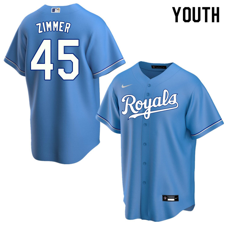 Nike Youth #45 Kyle Zimmer Kansas City Royals Baseball Jerseys Sale-Light Blue